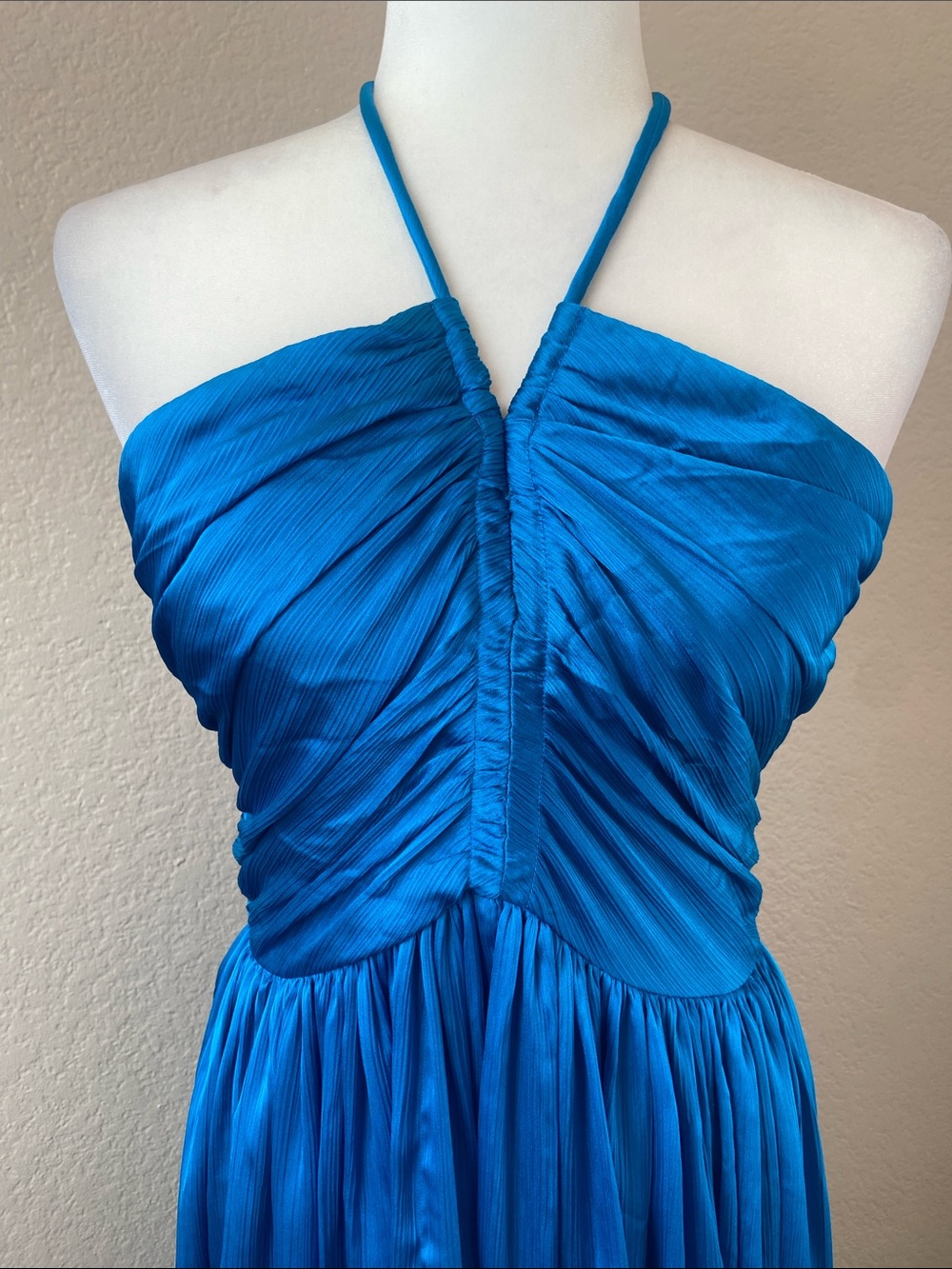 Trina Turk Vibrant Blue Halter Mini Dress, size M.